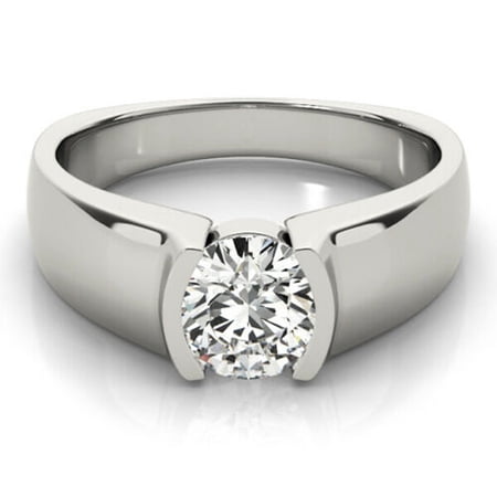 Half Bezel Diamond Engagement Wedding Ring, Unisex Solitaire Diamond Ring, 2.0 Ct Simulated Diamond, 925 Sterling Silver, Perfect Proposal Ring For Loved Ones