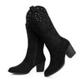 thumbnail image 5 of FAMITION Cowboy Boots for Women Pointed Toe Pull-On Cowgirl Boots Mid Calf Western Embroidered Booties Black 8, 5 of 7