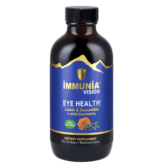 Immunia Vision. Lutein, Wild Blueberry, and Elderberry Concentrate. Eye Health Antioxidant Supplement. Concentrated Formula. Delicious Taste. 5 ml/Day. (1-Pack)