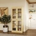 thumbnail image 4 of Palace Imports 100% Solid Wood 32" Pantry Cabinet with Frosted Glass Doors and Adjustable Shelves, Yellow, 4 of 6