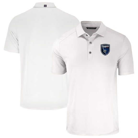 Men's-Cutter & Buck  White San Jose Earthquakes Big & Tall Forge Eco Stretch Recycled Polo