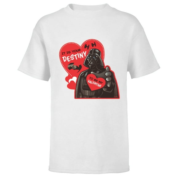 Star Wars Darth Vader It Is Your Destiny to be My Valentine - Short Sleeve T-Shirt for Kids – Customized-White
