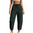thumbnail image 2 of JUUNthy Womens Jogger Pants, Elastic Drawstring Waist with Pockets Loose Casual Fashion Cropped Sweatpants Navy Blue 3XL, 2 of 14