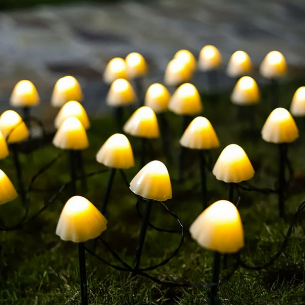 Luces solares con forma de hongo para decoración de jardín al aire libre, 8 modos de iluminación solar con forma de hongo mágico para uso en exteriores, patio, jardín, decoraciones de Halloween.