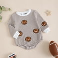 thumbnail image 5 of CAICJ98 Newborn Baby Boy Girl Football Outfit Game Day Sweatshirt Romper Baby Onesies Long Sleeve Pullover Bodysuit Infant Fall Winter Clothes (Brown,6-12 Months), 5 of 7
