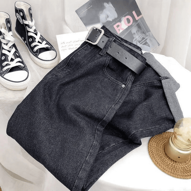 Pantalones vaqueros bombachos de cintura alta para mujer pantalon holgado de pierna recta adelgazante de moda primavera y otono nuevo estilo 2024 Walmart en linea