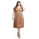 thumbnail image 1 of Vestido Plisado Con Brillo Roman Fashion 5412 Cobre Talla Extra 38, 1 of 6