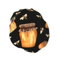 thumbnail image 2 of Easygdp Bee and Honey Shower Caps for Women, Double Waterproof Layers Shower Cap, Quick Drying Bath Hair Cap Reusable, 2 of 9