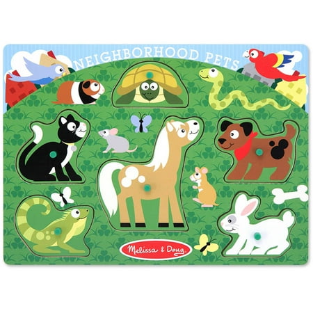 Melissa & Doug Neighborhood Pets Wooden Peg Puzzle (6 pcs)