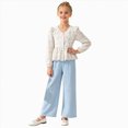 thumbnail image 3 of KPOPLK Girl Clothes Fall 2 Piece Outfit for Girls Long Sleeve Ruffle Top with Pant Set, Princess Tutu Outfit Fall Winter Clothing Set for Girls 8-12 Years,Size 8-9 Years, 3 of 7