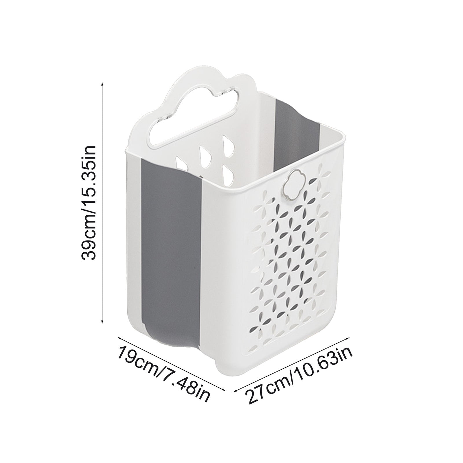 Kbndieu Collapsible Laundry Baskets, Wall-mounted Clothes Hampers for Laundry with Easy Carry Handle, Large Laundry Hamper for Bedroom, Bathroom, Dorm, Laundry Room, White