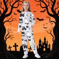 thumbnail image 2 of Tisuna Kids Halloween Pajamas Set For Girls Comfort Fit Cartoon Print Long Sleeve Crewneck Tops And Pants Sleepwear Toddler And Teens Children Everyday Sleep Wear Set Size 8-9 Years White, 2 of 5