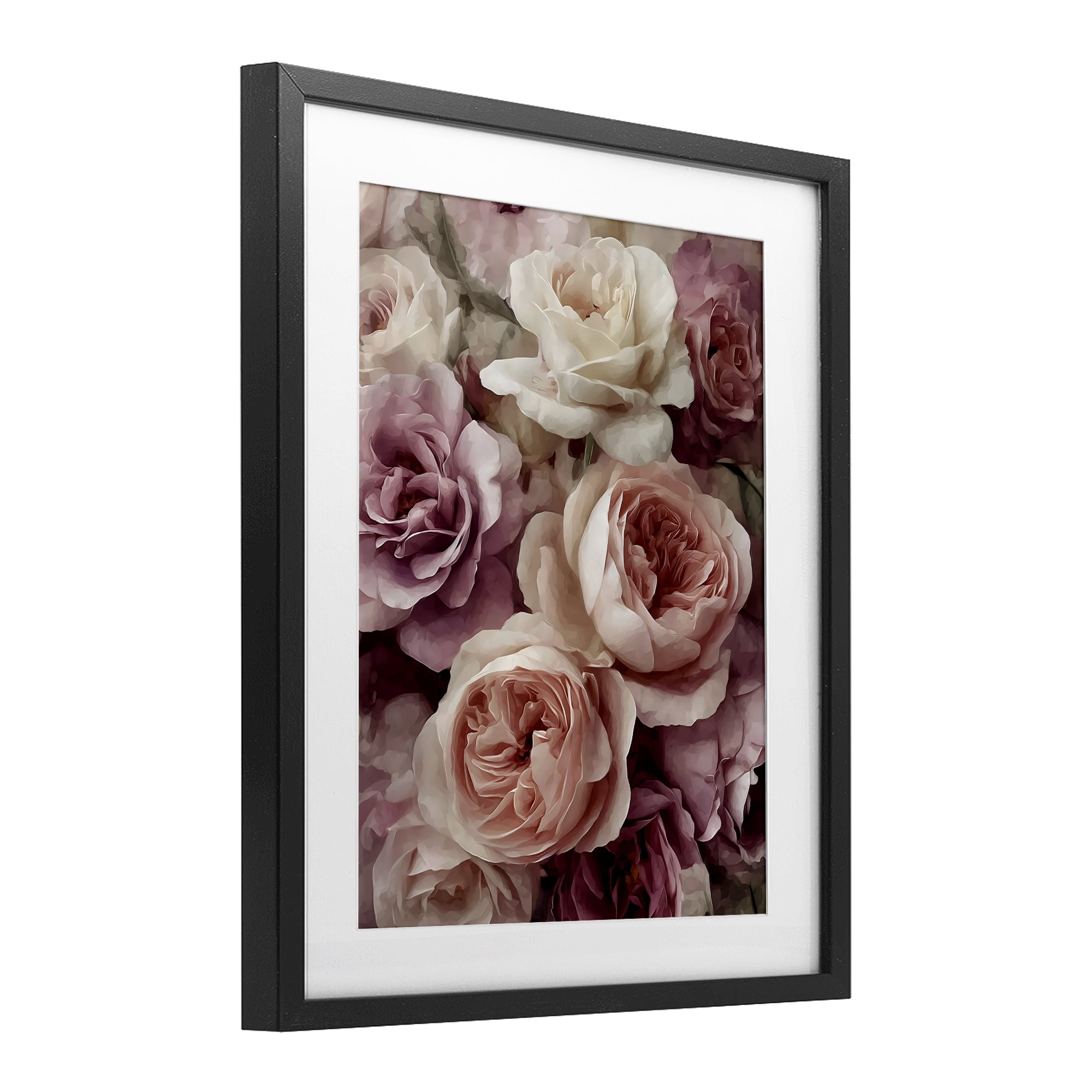 Stupell Industries Sweet Roses in Blush Pink Black Framed Print Under Glass, design by Franklyn Gregory