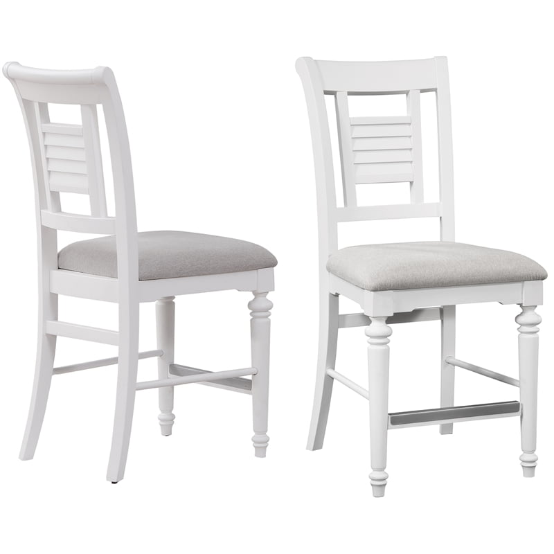 Cottage Traditions Eggshell White Wood Counter Height Chair Set of 2