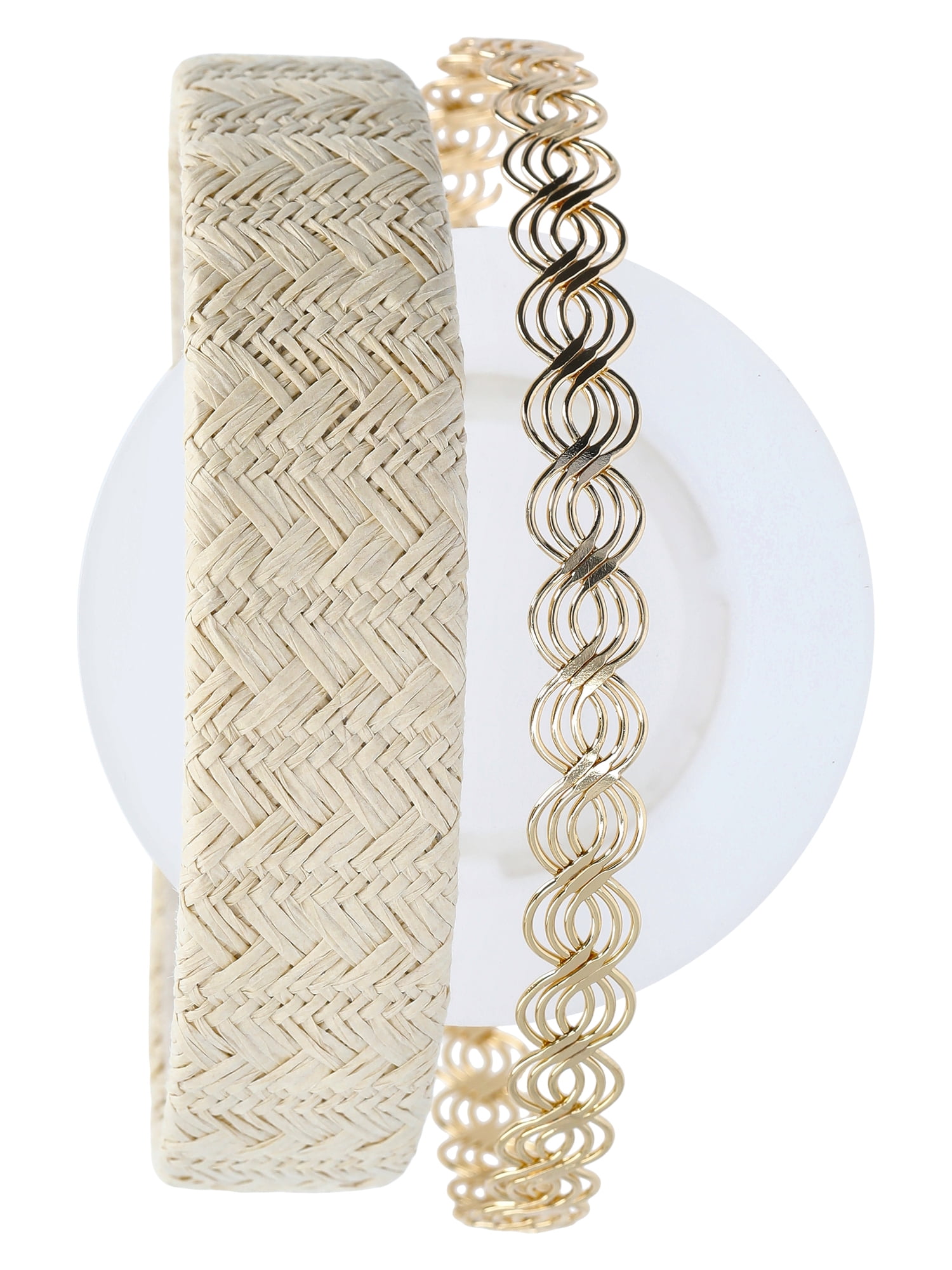 Time and Tru Women's Woven and Goldtone Headband, 2-Pack