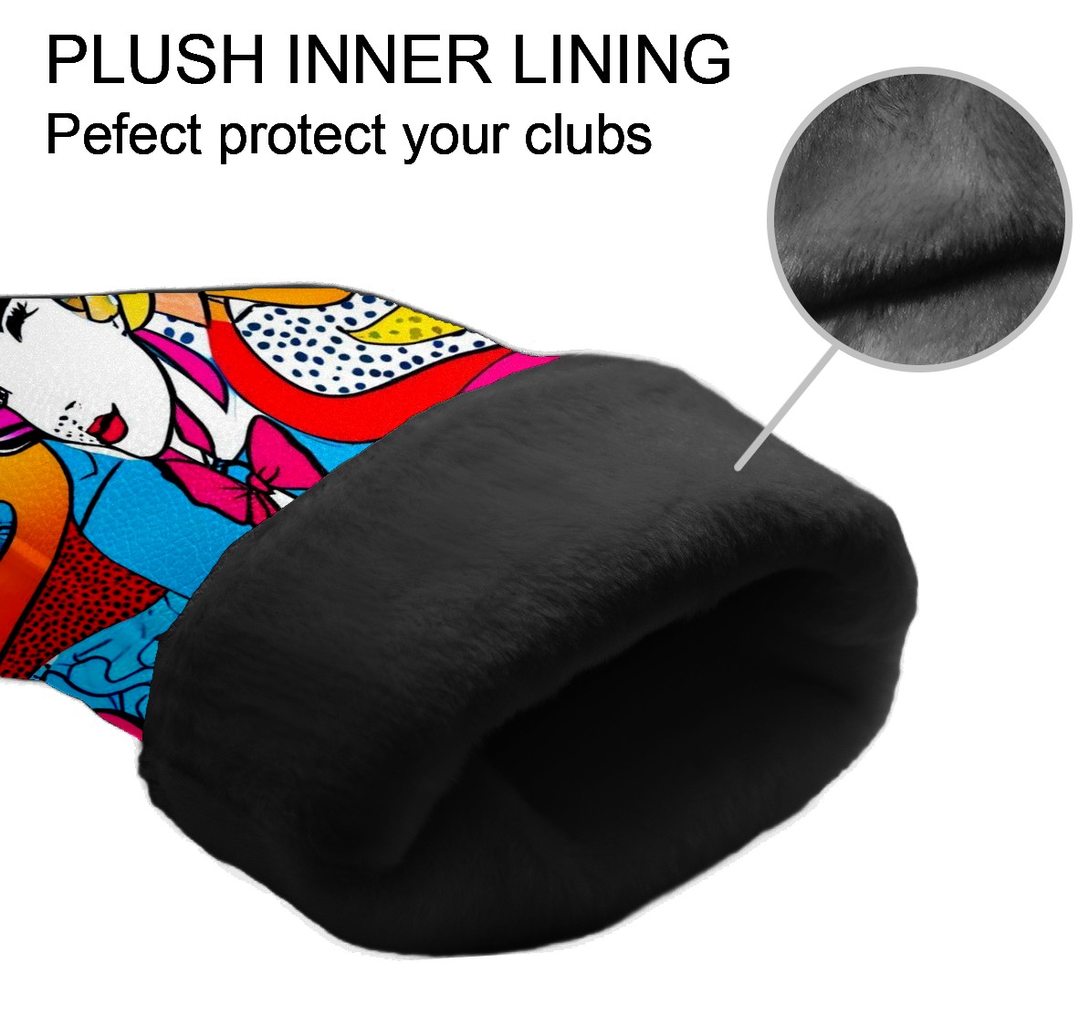 Golf Club Covers, Pop Art Premium PU Leather Driver Hybrid Putter Head Covers with Velvet Lining, Waterproof Golf Gifts for Men Women