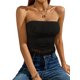thumbnail image 3 of VISgogo Tops de tubo sin tirantes para mujer, tops cortos sin mangas de verano con dobladillo con flecos de jacquard de ganchillo de color sólido VISgogo  moda, 3 of 4
