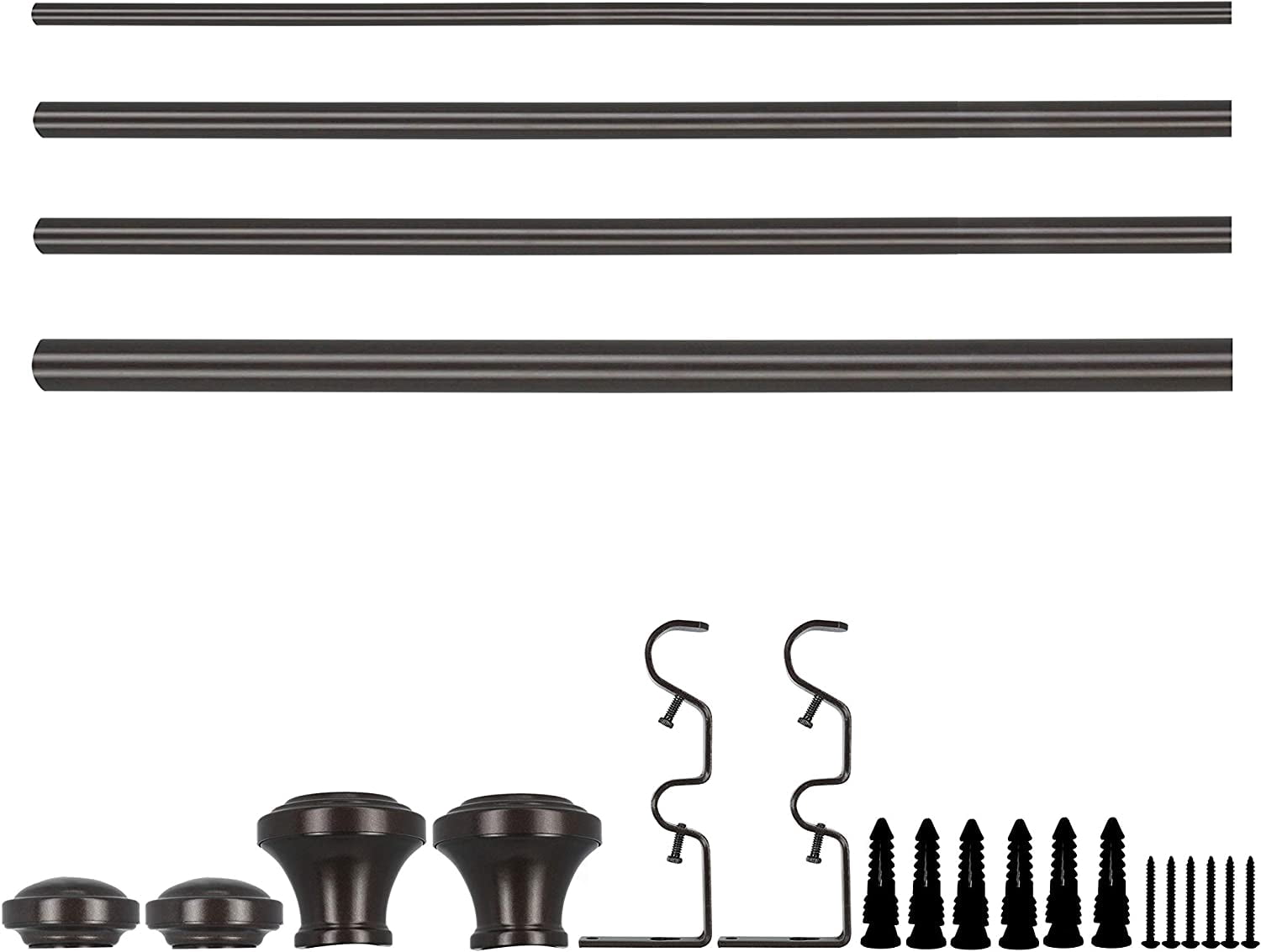eTeckram 1" Double Curtain Rod with Trumpet Finials - 48''to 84'', Oil-Rubbed Bronze
