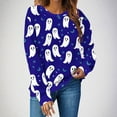 thumbnail image 2 of Moxiu Oversized Halloween Sweatshirt for Women Spooky Season Long Sleeve Graphic Crewneck Pullover Tops Cute Ghost Sweater Dark Blue,XL, 2 of 4