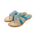 thumbnail image 3 of CAICJ98 Women Shoes Women's Rivet Rhinestone Pearl Flat Sandals Slip on Memory Foam Sandals Open Toe Slide Sandals,Blue, 3 of 4