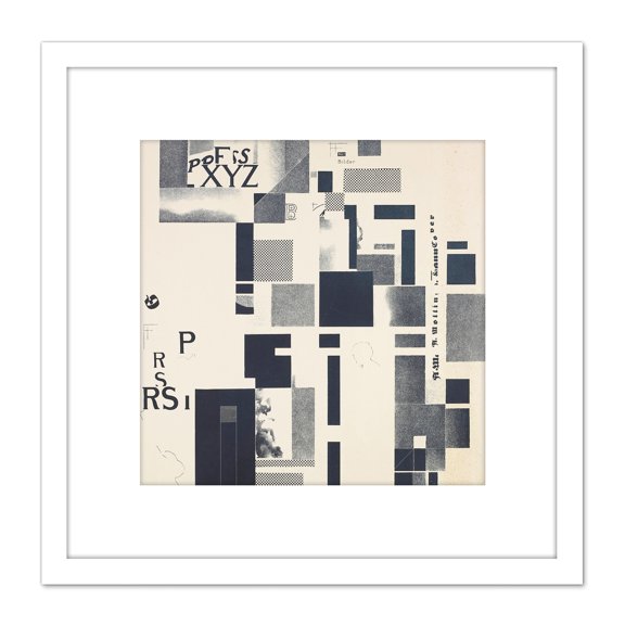 Kurt Schwitters Composite Dada 8X8 Inch Square Wooden Framed Wall Art Print Picture with Mount