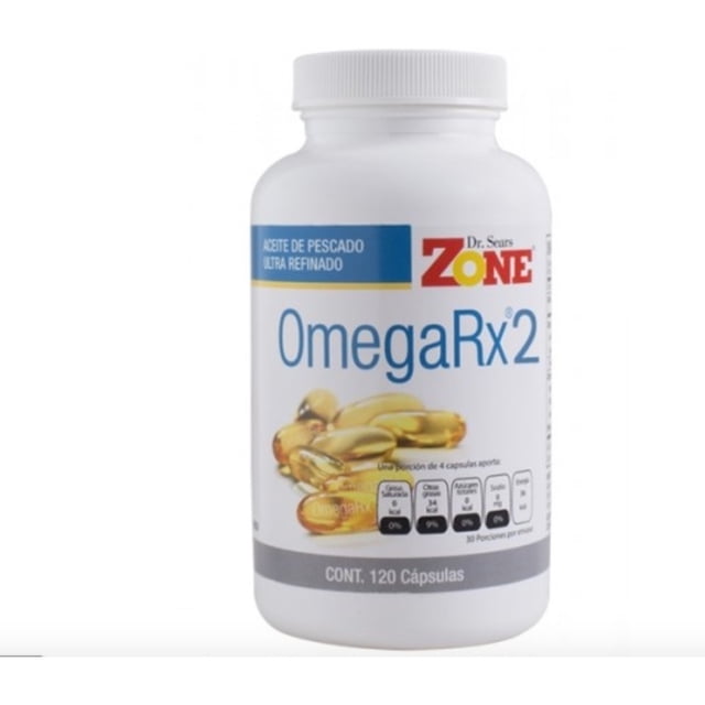 Omega 3 Aceite de Pescado 120 Cápsulas La Zona RX2 Segunda Generación