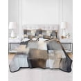 thumbnail image 3 of Grey Brown Abstract King Size Down Alternative Comforter, Lightweight Comforter Quilt Bedding Set with Pillow Shams Oil Painting Color Blocks All Seasons Bed Comforter Duvet Insert 96"x106", 3 of 7