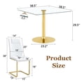 thumbnail image 2 of ExtraLco 5 Piece Glass Dining Table Set for 4, Tempered Glass Kitchen Table with PU Leather Chairs and Gold Metal Frame for Dining Room, 2 of 10