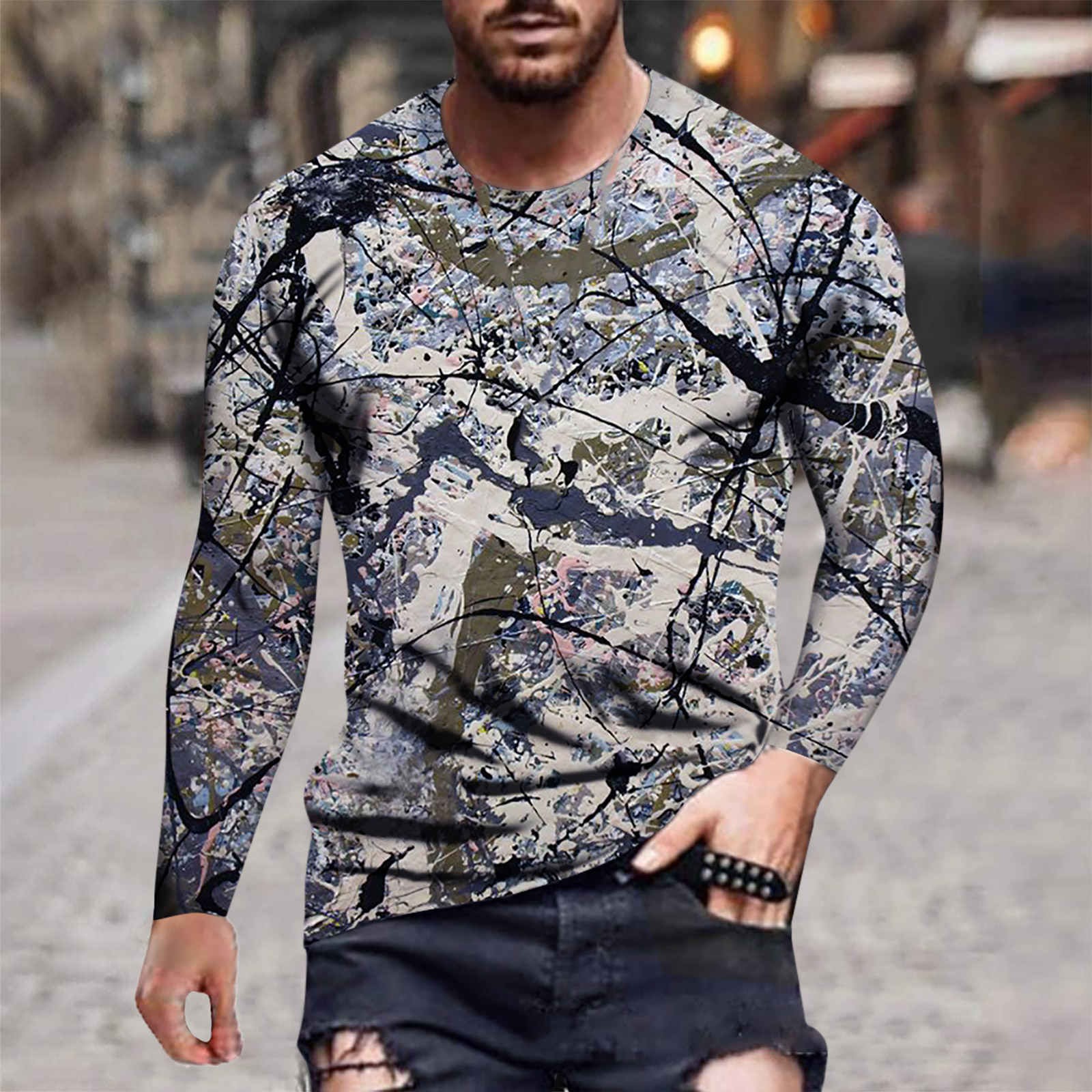 Mens Long Sleeve Camo T-Shirt