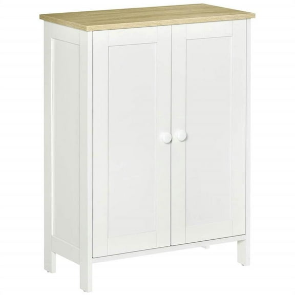 Topcobe Space-Saving Double-Door Cupboard with 2 Removable Shelves, Sleek White Storage Solution for Living Room, Bedroom, and Hallway