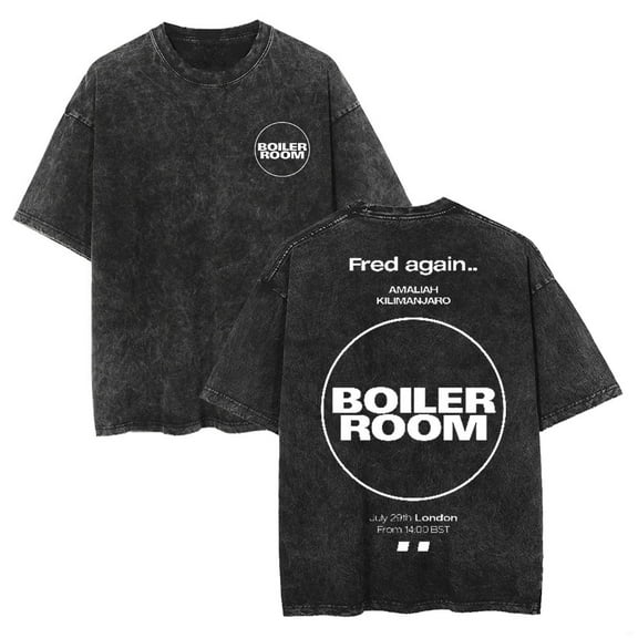 Fred Again Boiler Room Washed Cotton Retro T-shirt unisex short sleeved casual fashion T-shirt