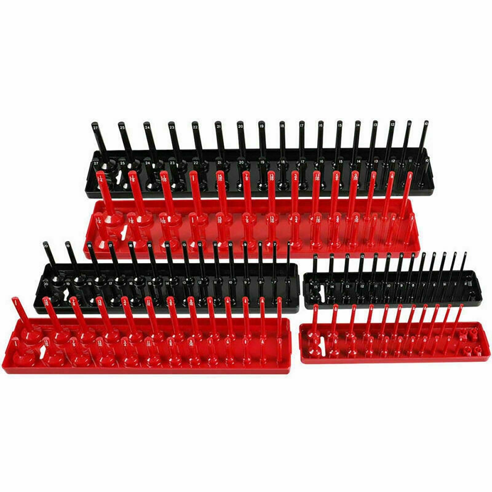6pcs Socket Organizer Tray Rack Storage Holder Tool Metric SAE 1/4" 3/8" 1/2" 