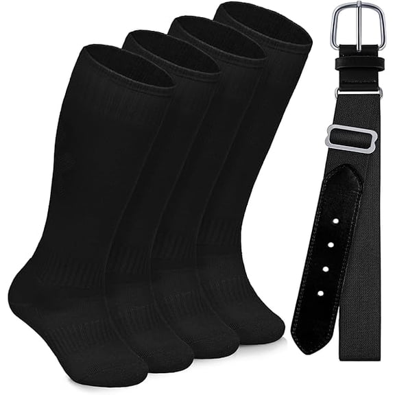 EryueerToddler Baseball Socks and Belt Combo Set Cotton Youth Baseball Softball Socks Adjustable Belt for Boys Girls