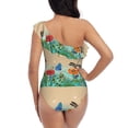 thumbnail image 5 of Easygdp Colorful Plants And Insects Women's One Shoulder Ruffle Monokini Bathing Suits with Removable Chest Pad, Quick Drying - Small, 5 of 8