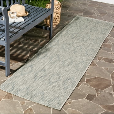 SAFAVIEH Courtyard Teodor Geometric Indoor/Outdoor Runner Rug, Grey/Grey, 2'3" x 16'