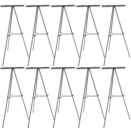 U.S. Art Supply 66" Boardroom Black Aluminum Flipchart Display Easel (Pack of 10) and Presentation Stand, Floor Tabletop