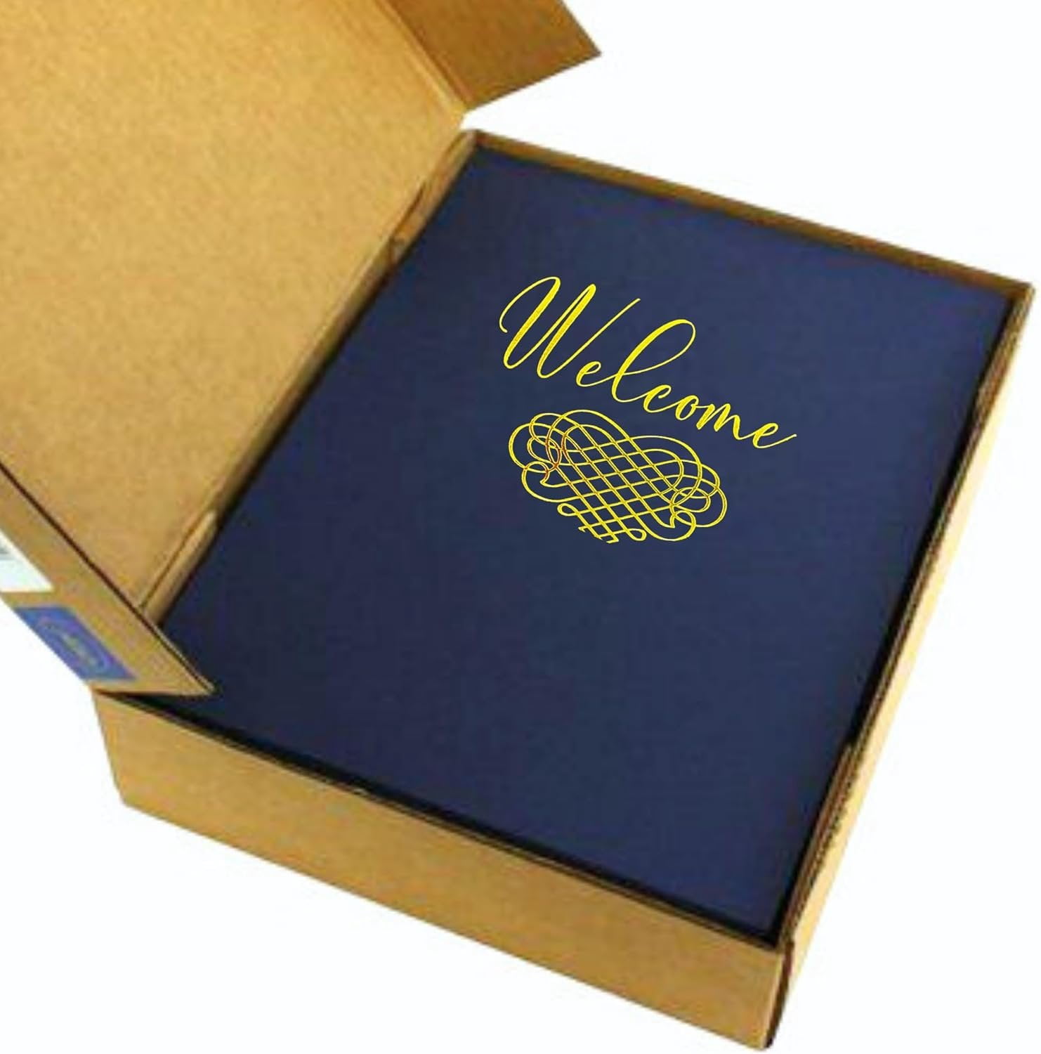 Welcome Packet Folders Dark Blue Linen Luxury with Two Pockets  25 pk 9x12 Gold Foil Membership, Church, Team, New Hire, Visitors Business Card Insert