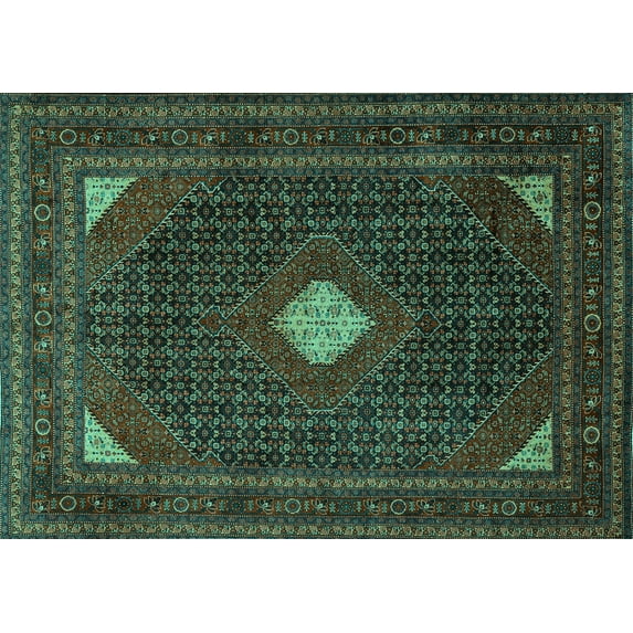 Ahgly Company Machine Washable Indoor Rectangle Persian Turquoise Blue Traditional Area Rugs, 2' x 3'