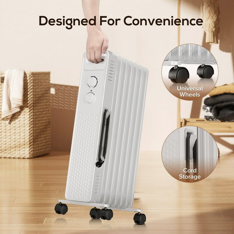 KissAir Electric Oil Filled Radiator Space Heater, Heat Settings