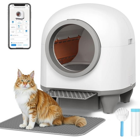 Homall Self Cleaning cat Litter Box with App Control, Automatic Cat Litter Box for Multiple Cats with Safety Protection/A Complimentary Garbage Bag