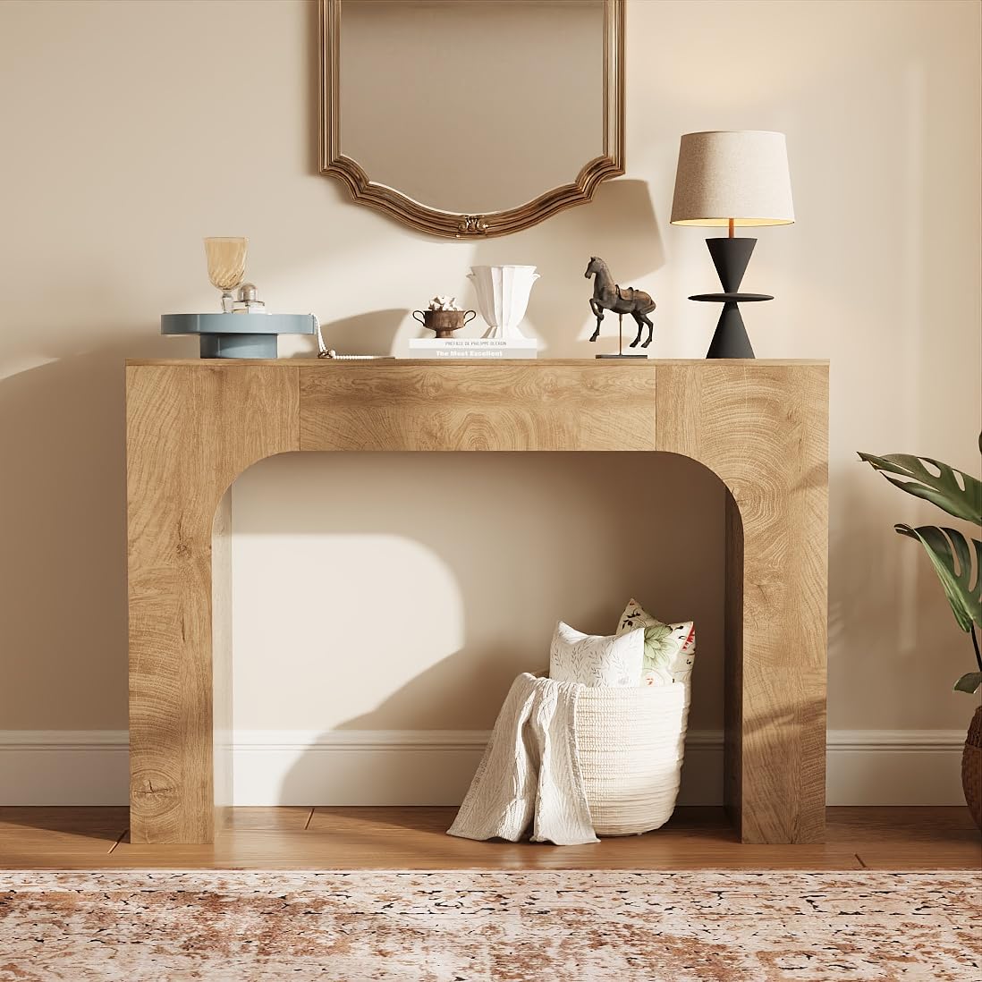 Danolapsi 47 Inch Farmhouse Console Table for Entryway, Slim Wood Sofa Side Table, Narrow Rustic Foyer Furniture for Living Rooms, Hallways, Apartments