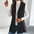 thumbnail image 4 of Rutainlusire Womens Fashion Lapel Sleeveless Coat Jacket Vest 2025 Women's Casual Solid Color Fall/Winter Button Turndown Collar Blouse Outwear Jackets, 4 of 5