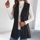 thumbnail image 4 of Chaquetas y abrigos casuales sin mangas y sin capucha para mujer, de color liso, informales, para otoño/invierno, con botones y cuello vuelto, chaquetas, camisa de poliéster para mujer, 4 of 8