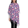 thumbnail image 4 of Cauagu white Skull blue flower Print Women Wrap Shawl tassels Scarves Retro Scarf 77.6"X28.3", 4 of 8