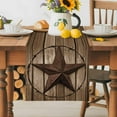 thumbnail image 4 of Western Star Retro Cotton Linen Table Runner for Dining Kitchen, Brown Vintage Wood Grain Wedding Outdoor Party Tablerunners Decoration, Dresser Scarf Coffee Tablecloth Runners 13x36 Inches, 4 of 9