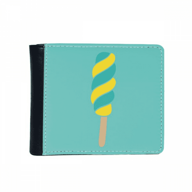Yellow Green Spiral Sweet Ice Flip Bifold Faux Leather Wallet Multi-Function Card Purse