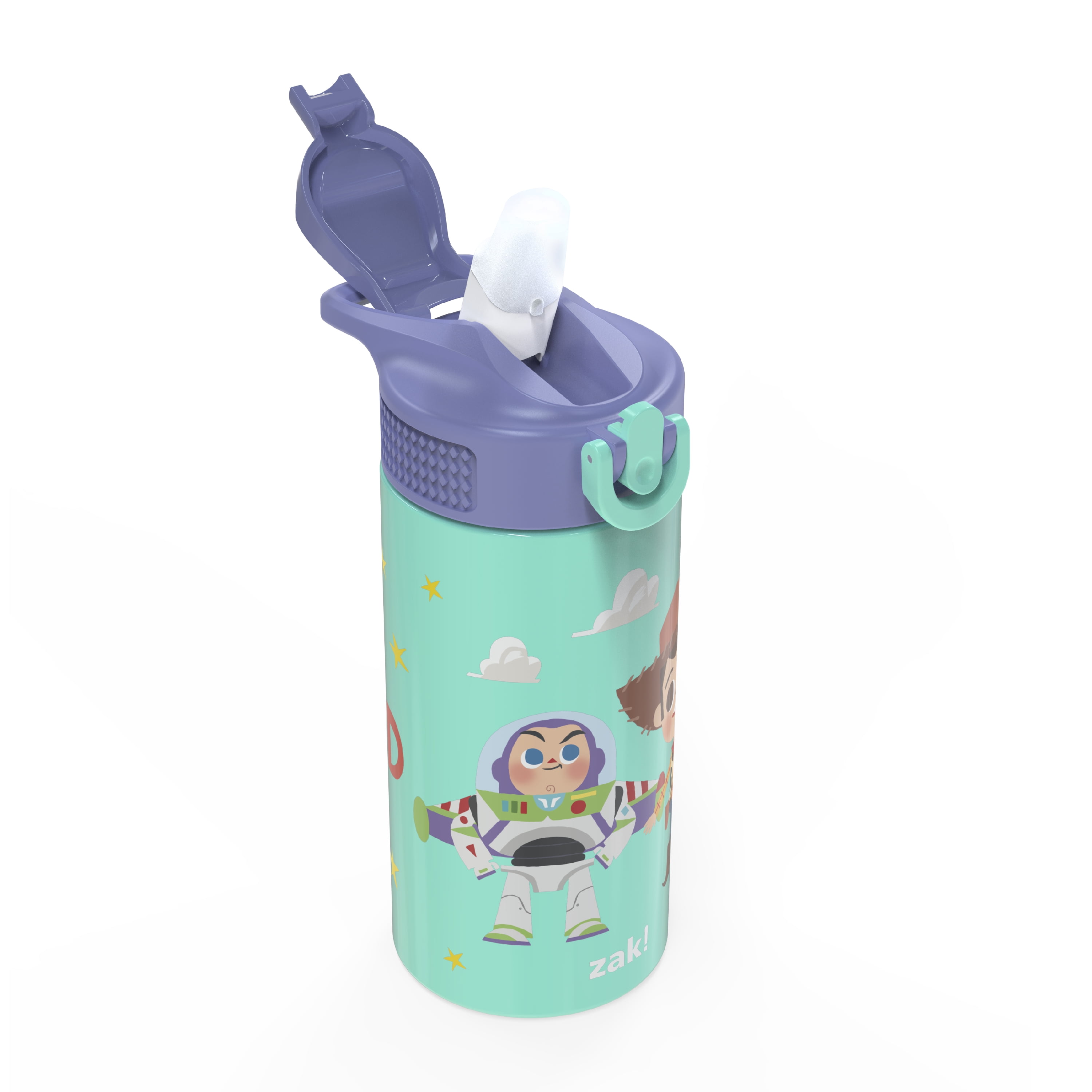 Zak Designs Disney Lilo & Stitch Movie Vacuum Insulated Thermal Kids Water Bottle 14 oz 18/8 Stainless Steel w/ FlipUp Straw Spout & Locking