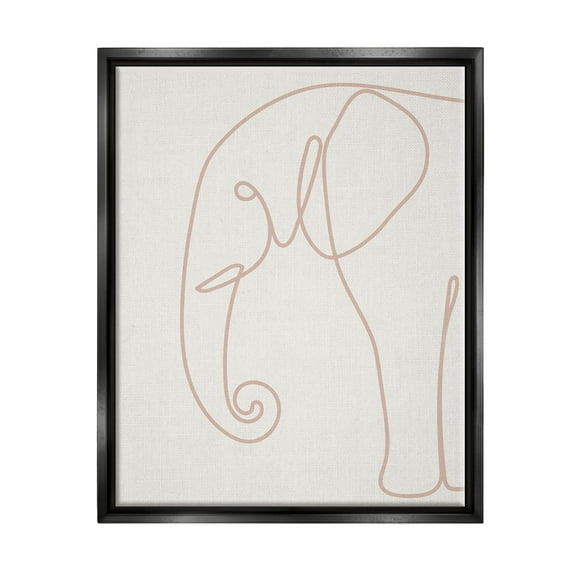 Elephant Doodle Outline Shape Animals & Insects Graphic Art Jet Black Framed Art Print Wall Art