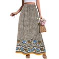 thumbnail image 2 of Arlun 2026 Women's Boho Floral Skirts Casual Drawstring Elastic High Waist Soft Comfy Maxi Skirts Lightweight Flowy a Line Beach Long Skirt with Side Pockets 2-Orange M, 2 of 7