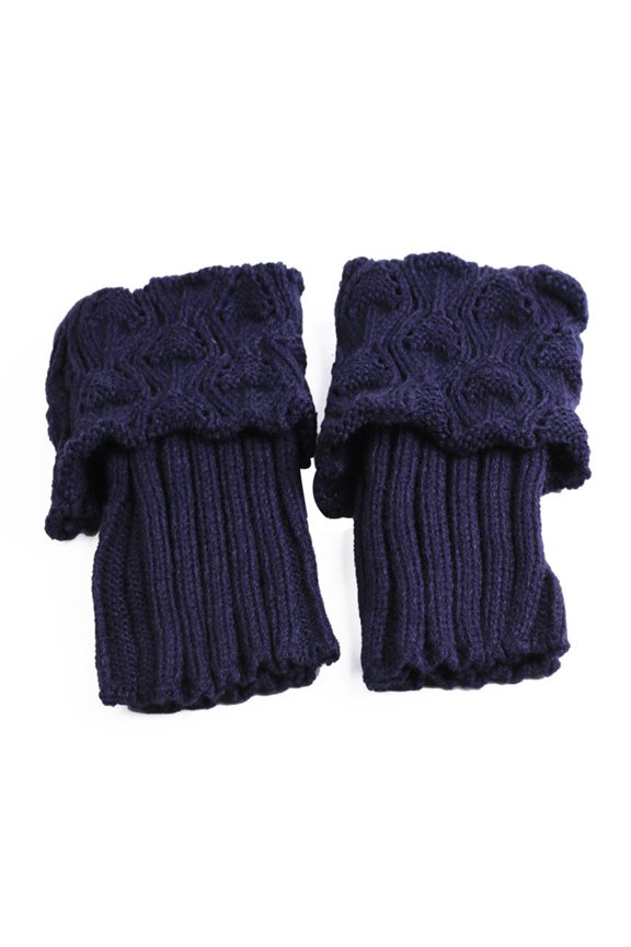 Pack Of 2 Winter Women Cuffed Crochet Boot Cuffs Socks Knit Toppers Elastic Leg Warmers